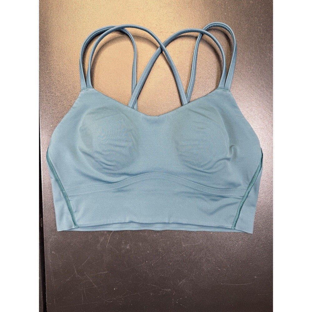 Lululemon Like a Cloud Longline Bra Sage Green Strappy Yoga Sports Active Size 4